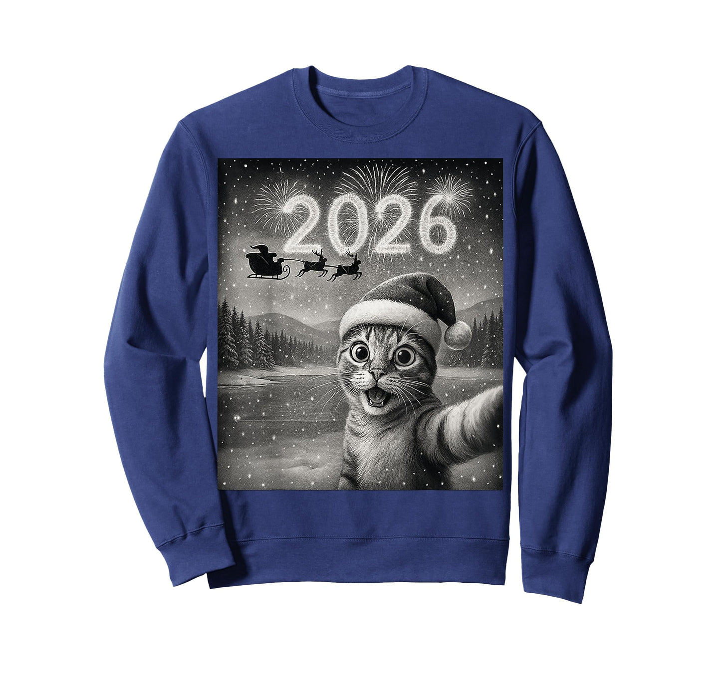 Cat Selfie with 2026 Funny Happy New Year T-Shirt