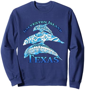 Galveston Island Texas Vacation Tribal Dolphins Sweatshirt - Sweatshirt | Navy