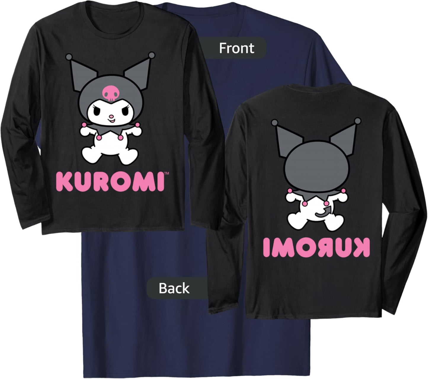 Kuromi Character Front and Back T-Shirt - T-Shirt | Navy