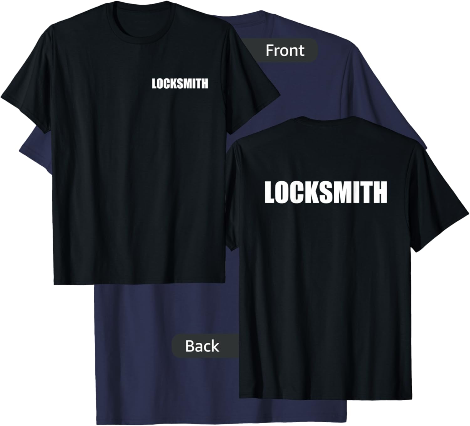 Locksmith Logo Style Front & Back Print Employees Official T-Shirt - T-Shirt | Navy