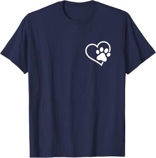 Heart with Paw For Cat or Dog Lovers Women Girls Kids T-Shirt - T-Shirt | Navy
