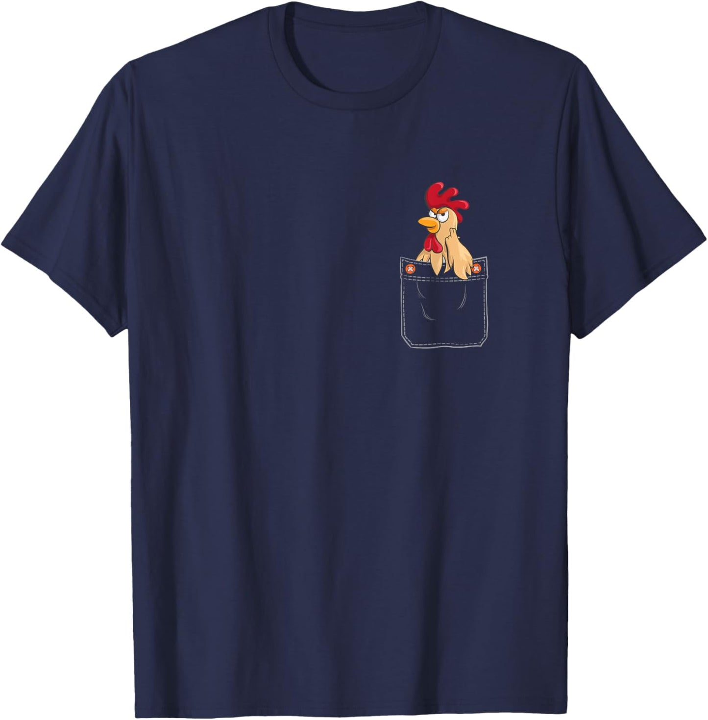Cute Chicken in Pocket Graphic Women Men Kids Chicken T-Shirt - T-Shirt | Navy