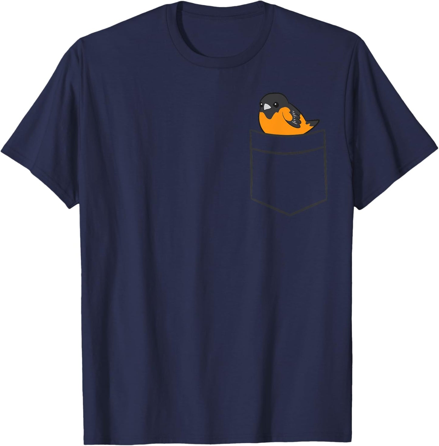 Oriole Bird In The Pocket Cute Pocket Oriole T-Shirt - T-Shirt | Navy