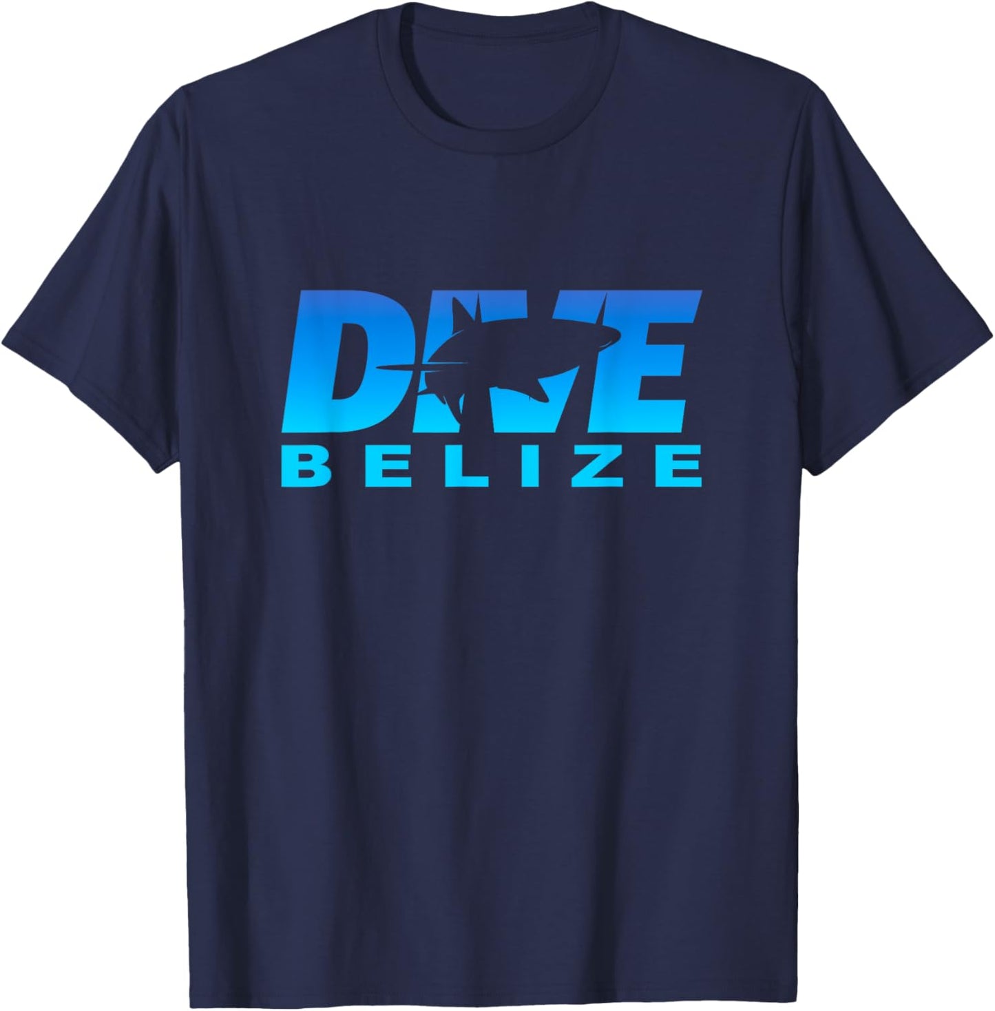 Dive Belize with Shark, Scuba Diving at Belize T-Shirt - T-Shirt | Navy
