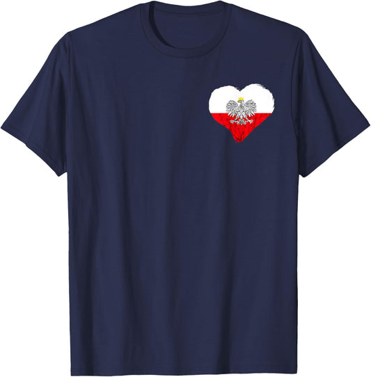 Poland Polish Flag Heart Polish Eagle Polish Pride Polska T-Shirt - T-Shirt | Navy