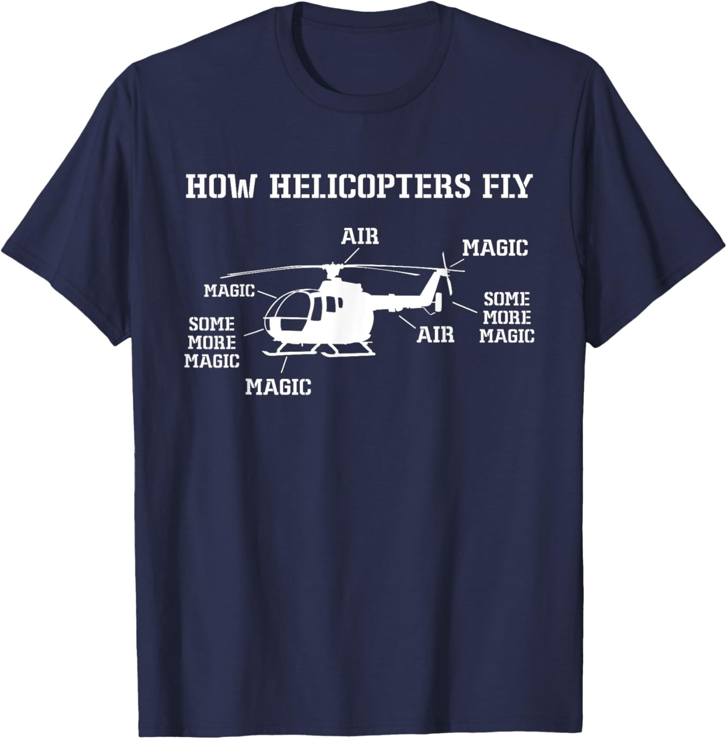 How Helicopters Fly Funny Helicopter Pilot T-Shirt - T-Shirt | Navy