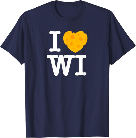 I Love Wisconsin - Cheese Heart WI T-Shirt - T-Shirt | Navy