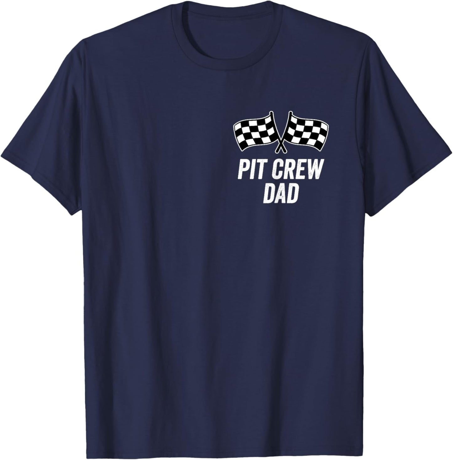 Pit Crew Dad Checkered Flag Hosting Race Car Birthday Partie T-Shirt - T-Shirt | Navy