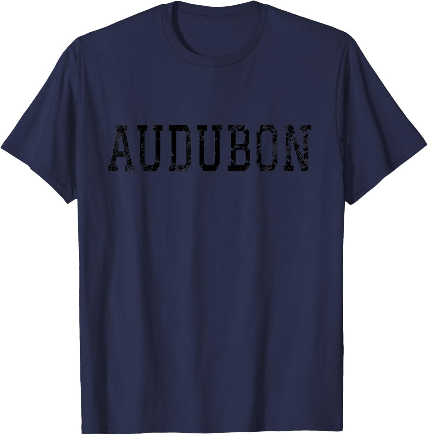Audubon Vintage Black Text Apparel T-Shirt - T-Shirt | Navy