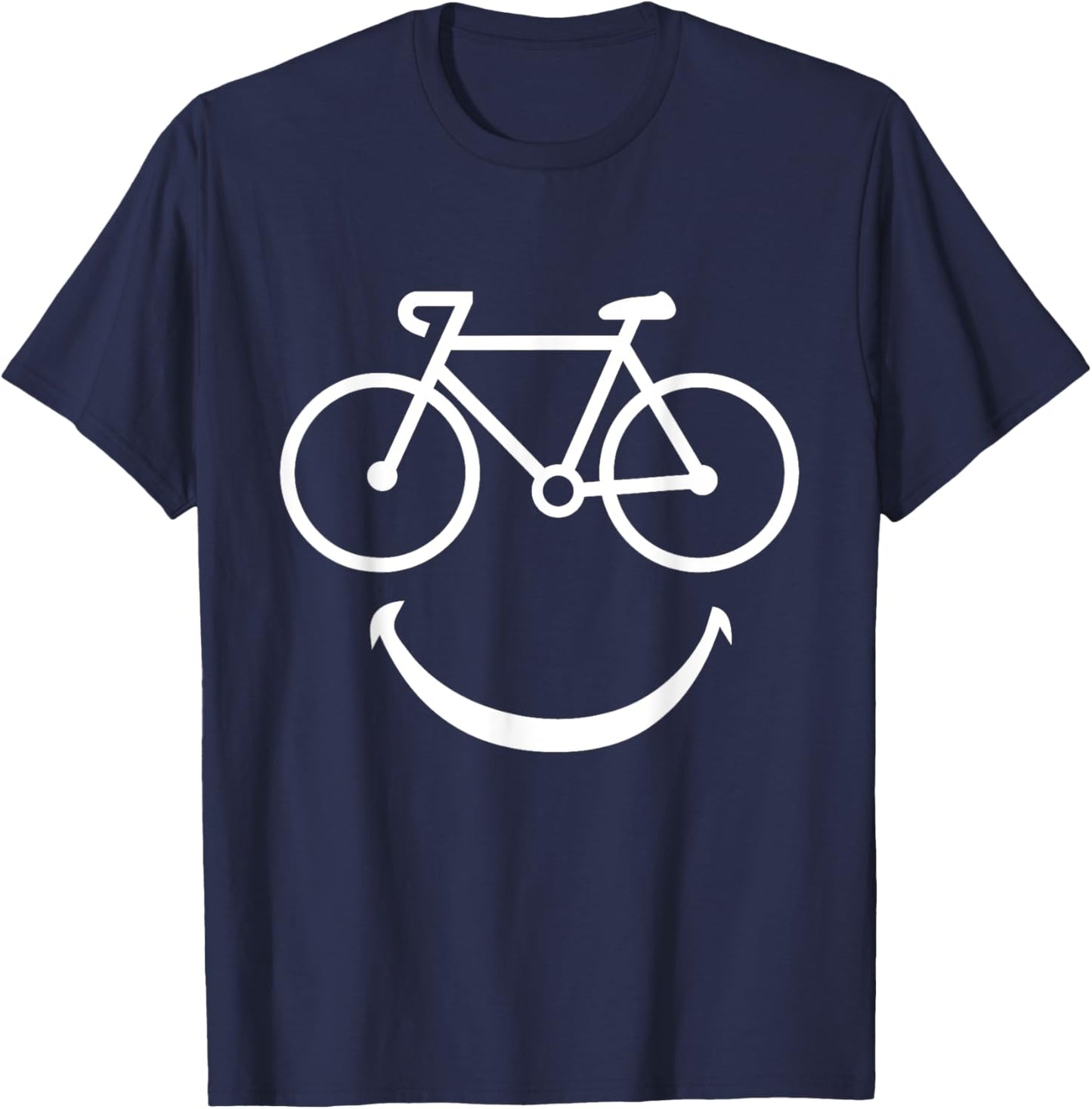 Funny Bicycle Smiling Face Biker Bicycle Smiling Face T-Shirt - T-Shirt | Navy