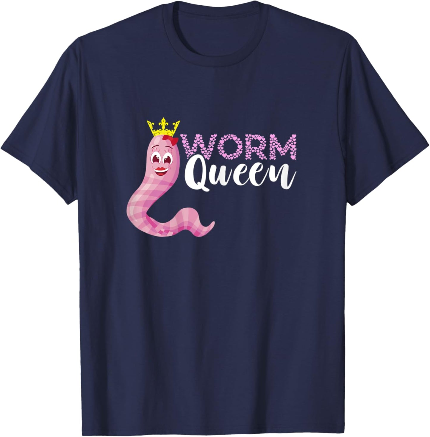 Worm Farmer Queen Crown Vermiculture Red Wiggler Worm T-Shirt - T-Shirt | Navy