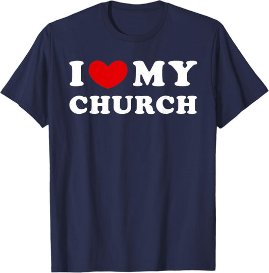 I Love My Church, I Heart My Church T-Shirt - T-Shirt | Navy