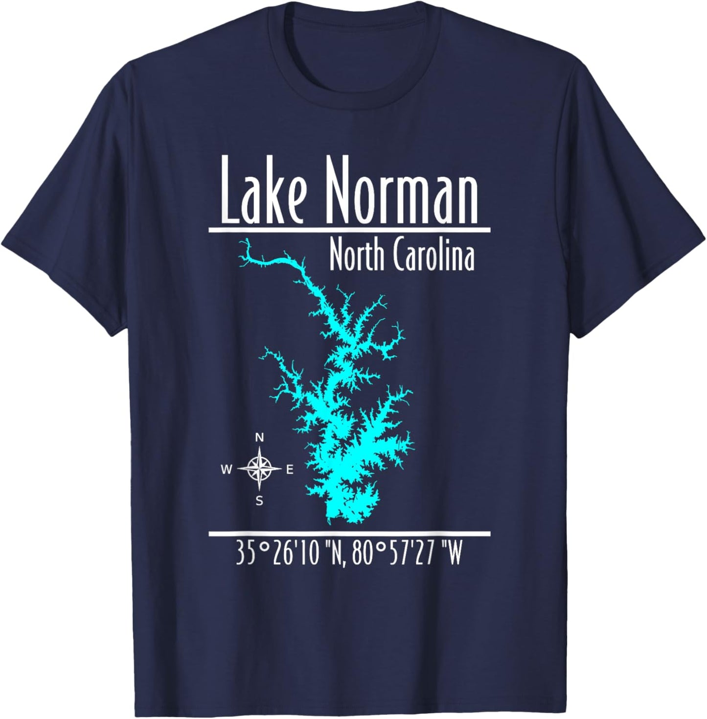 Modern Lake Norman, North Carolina T-Shirt - T-Shirt | Navy