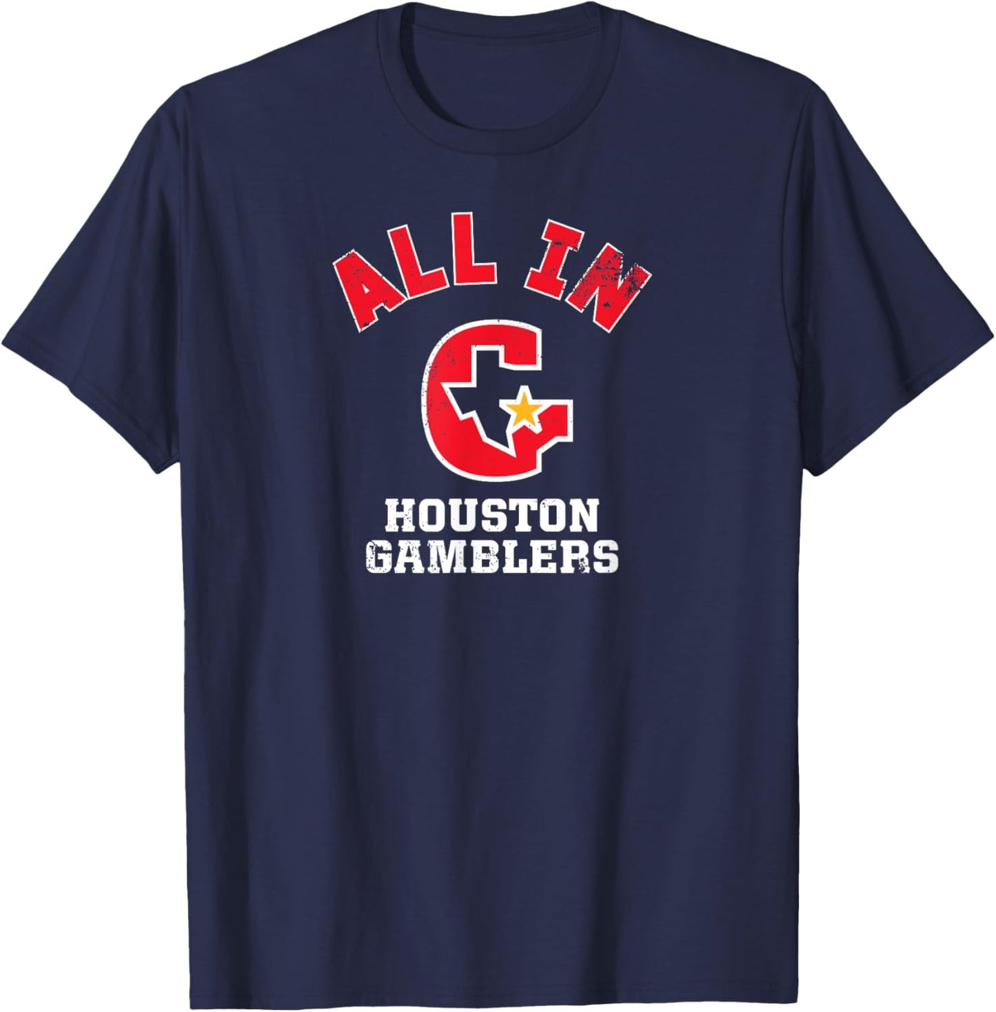 Houston Gamblers: All In T-Shirt - T-Shirt | Navy