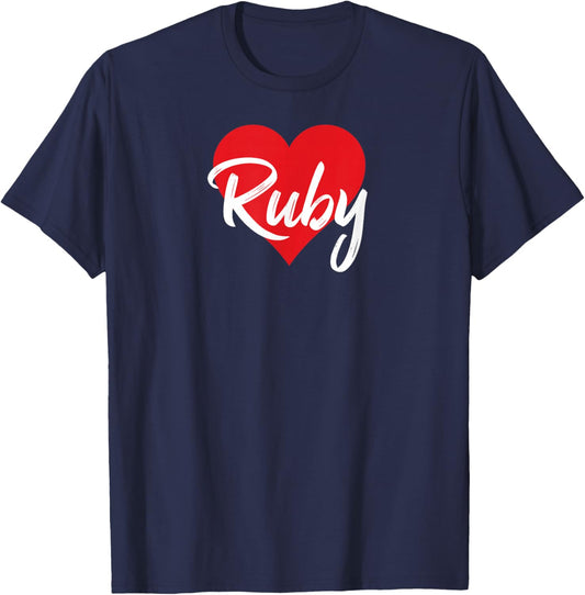 I Love Ruby First Name I Heart Named T-Shirt - T-Shirt | Navy