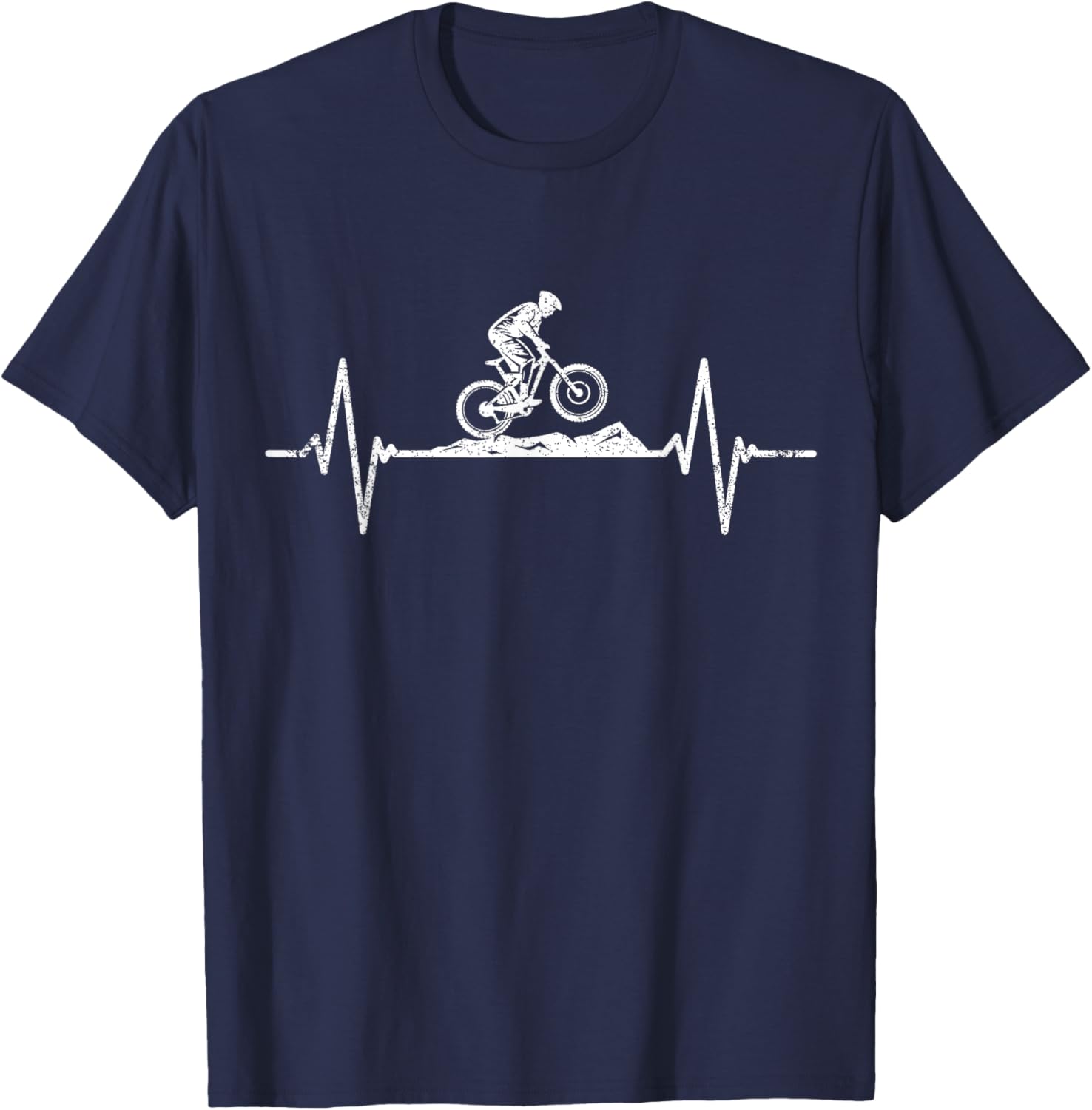 Mountain Bike Heartbeat Cyclist Merch Men Cycling T-Shirt - T-Shirt | Navy