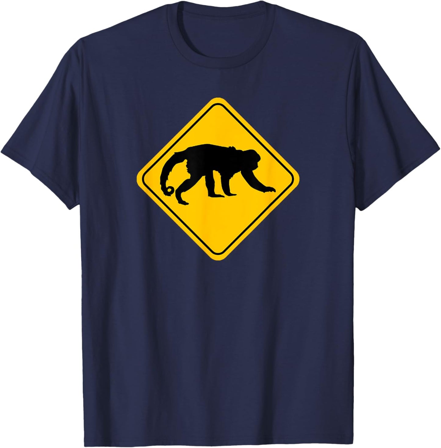 Howler Monkey Crossing Road Sign Classic Minimalist Graphic T-Shirt - T-Shirt | Navy