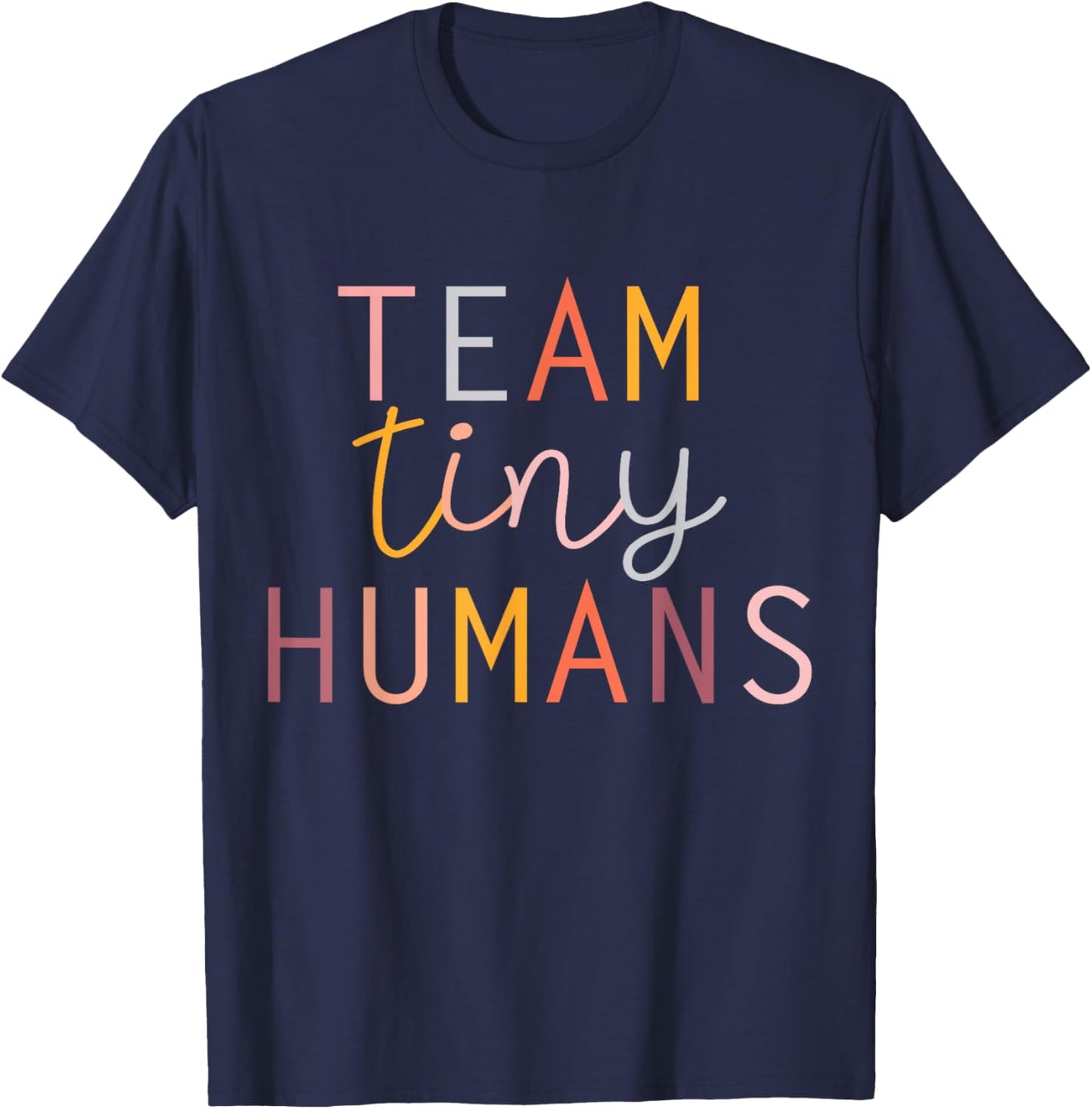 NICU Nurse ICU Neonatal Boho Colorful Retro Team Tiny Humans T-Shirt - T-Shirt | Navy