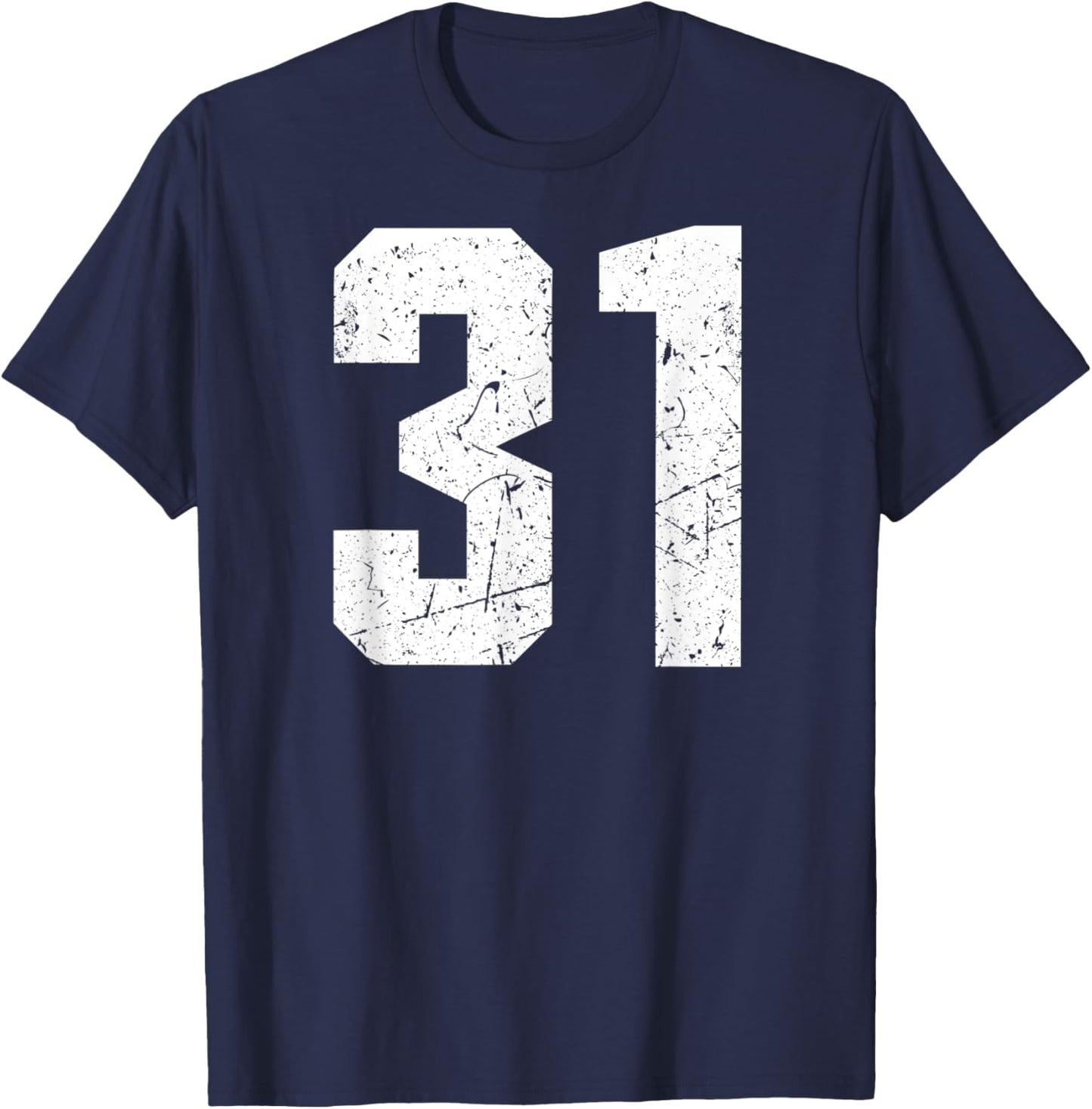 Number #31 Sport Jersey Birthday Age Lucky No. White Vintage T-Shirt - T-Shirt | Navy