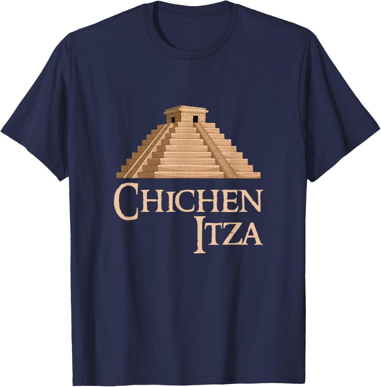 Chichen Itza and Pyramid For Summer Archeological Vacation Women Kids T-Shirt - T-Shirt | Navy