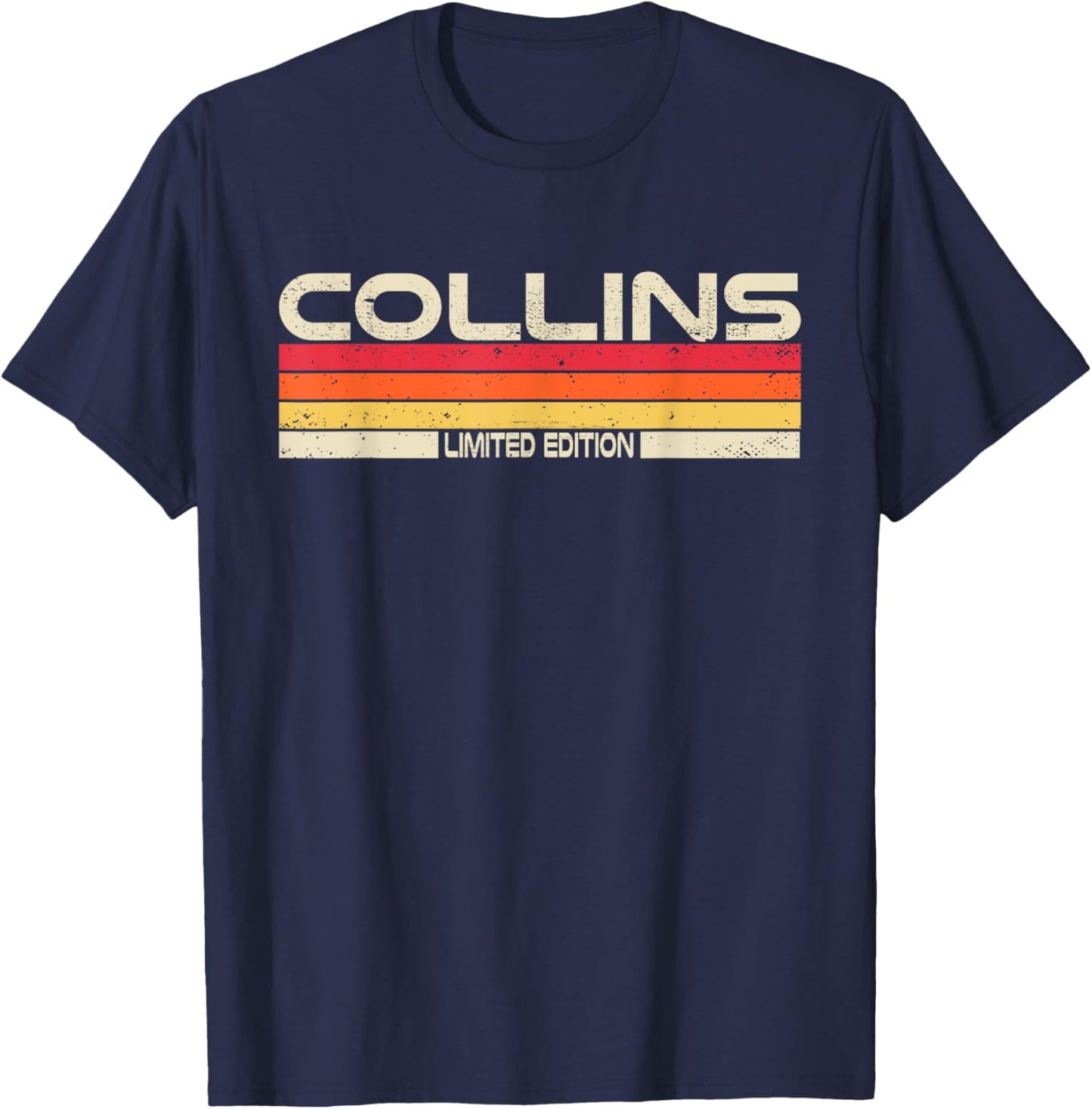 Collins Surname Birthday Family Reunion 80s 90s Sunset T-Shirt - T-Shirt | Navy