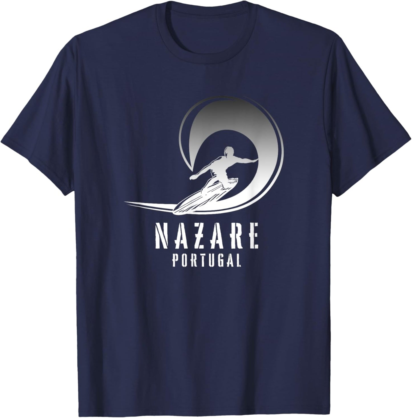 Surf Nazare, Surfing Nazare in Portugal, Pipe Surfer T-Shirt - T-Shirt | Navy
