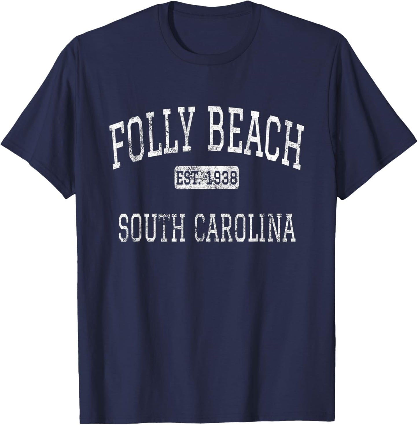 Folly Beach South Carolina SC Vintage Men Women Kids T-Shirt - T-Shirt | Navy