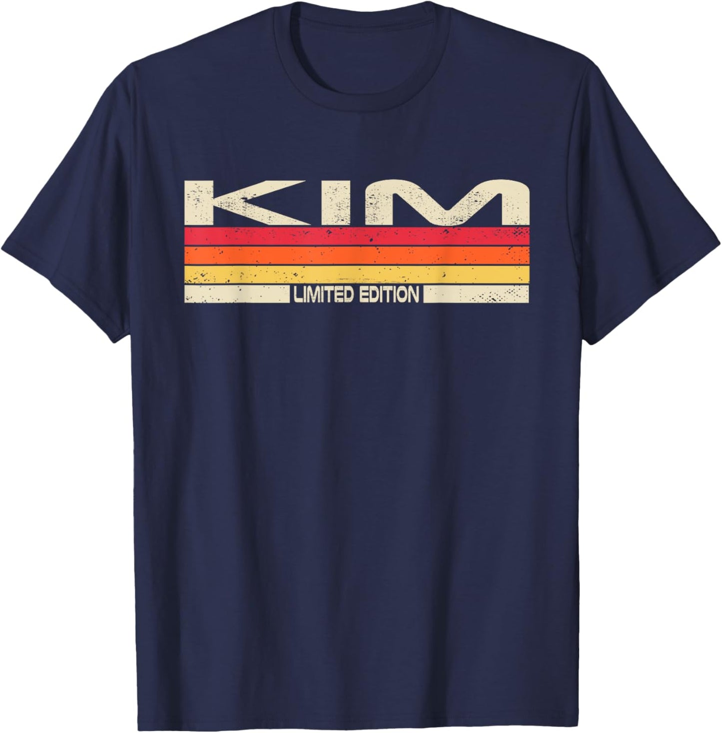 Kim Surname Birthday Family Reunion 80s 90s Sunset T-Shirt - T-Shirt | Navy