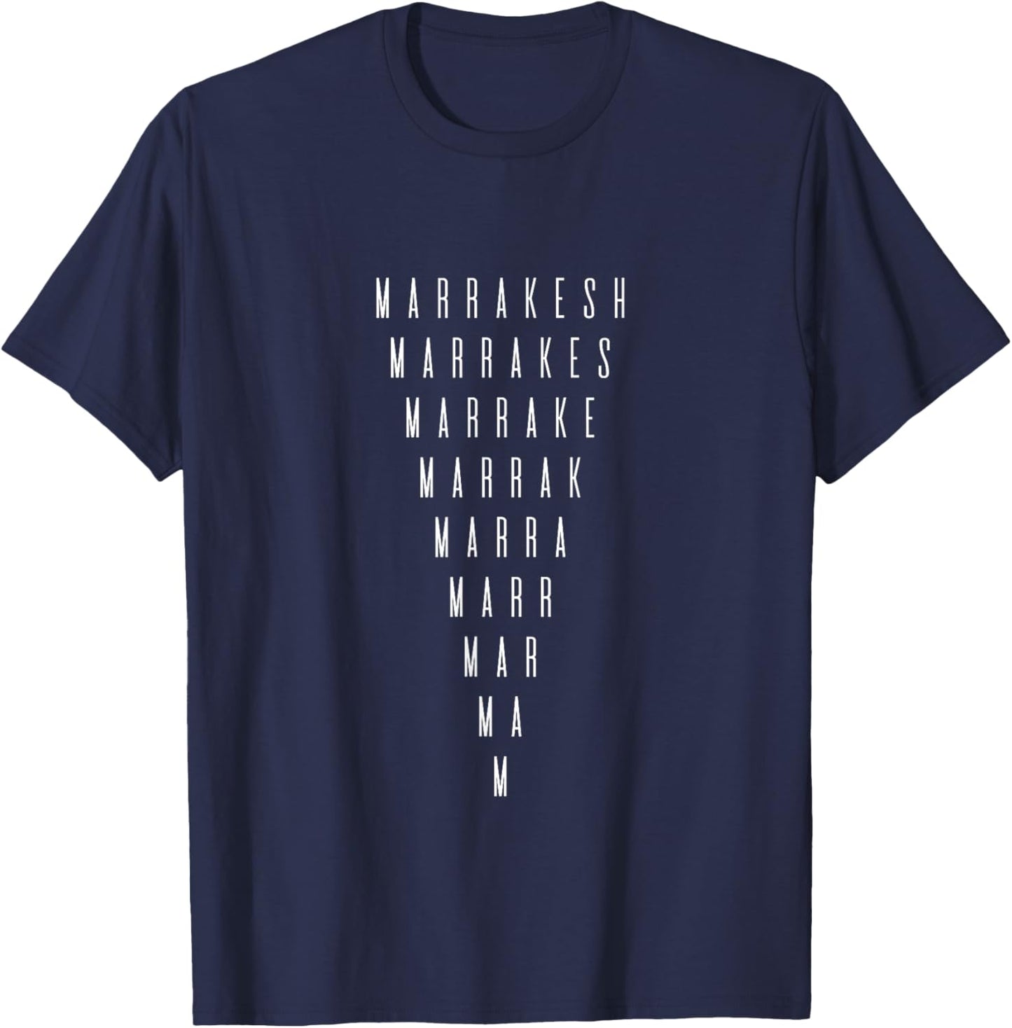Marrakesh Inverted Triangle Word Art - Morocco Souvenir T-Shirt - T-Shirt | Navy
