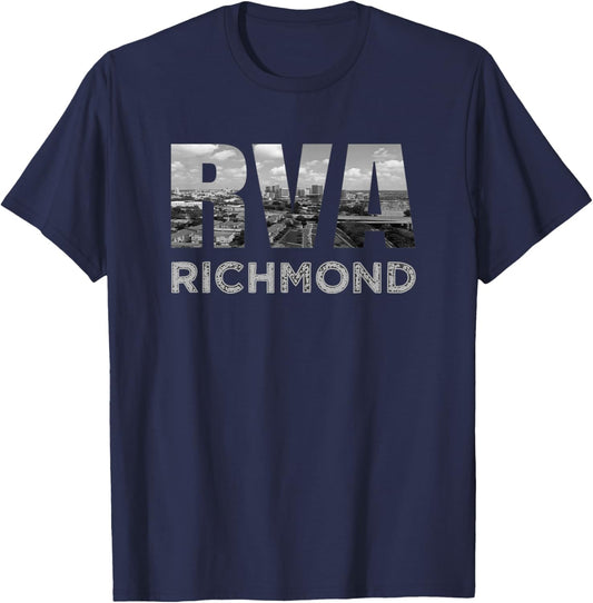 RVA Richmond Skyline Commonwealth Virginia Local Souvenir T-Shirt - T-Shirt | Navy