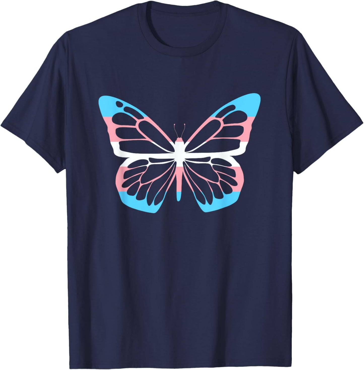 Transgender Butterfly Equality Transsexual Flag Trans Pride T-Shirt - T-Shirt | Navy