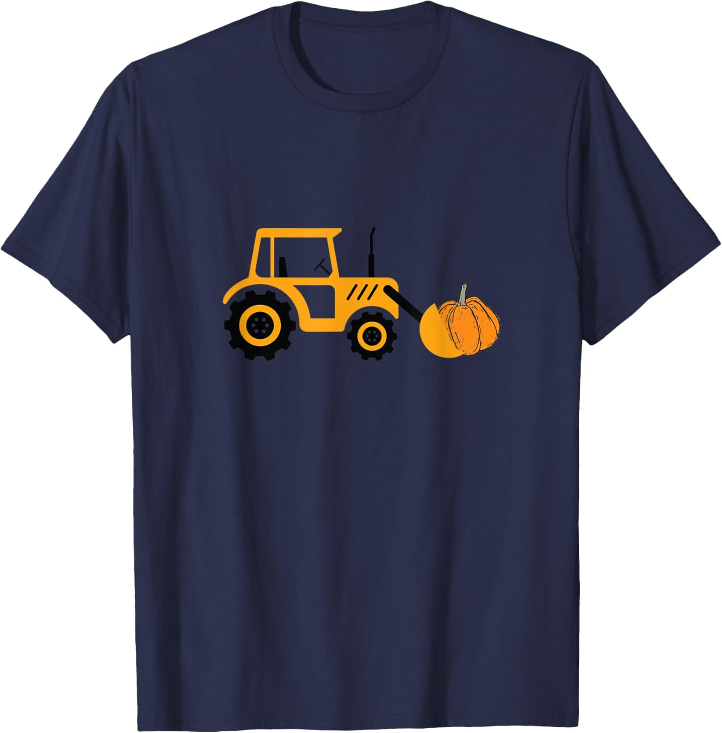 Halloween Construction Vehicle Truck Digger Cute Pumpkin T-Shirt - T-Shirt | Navy
