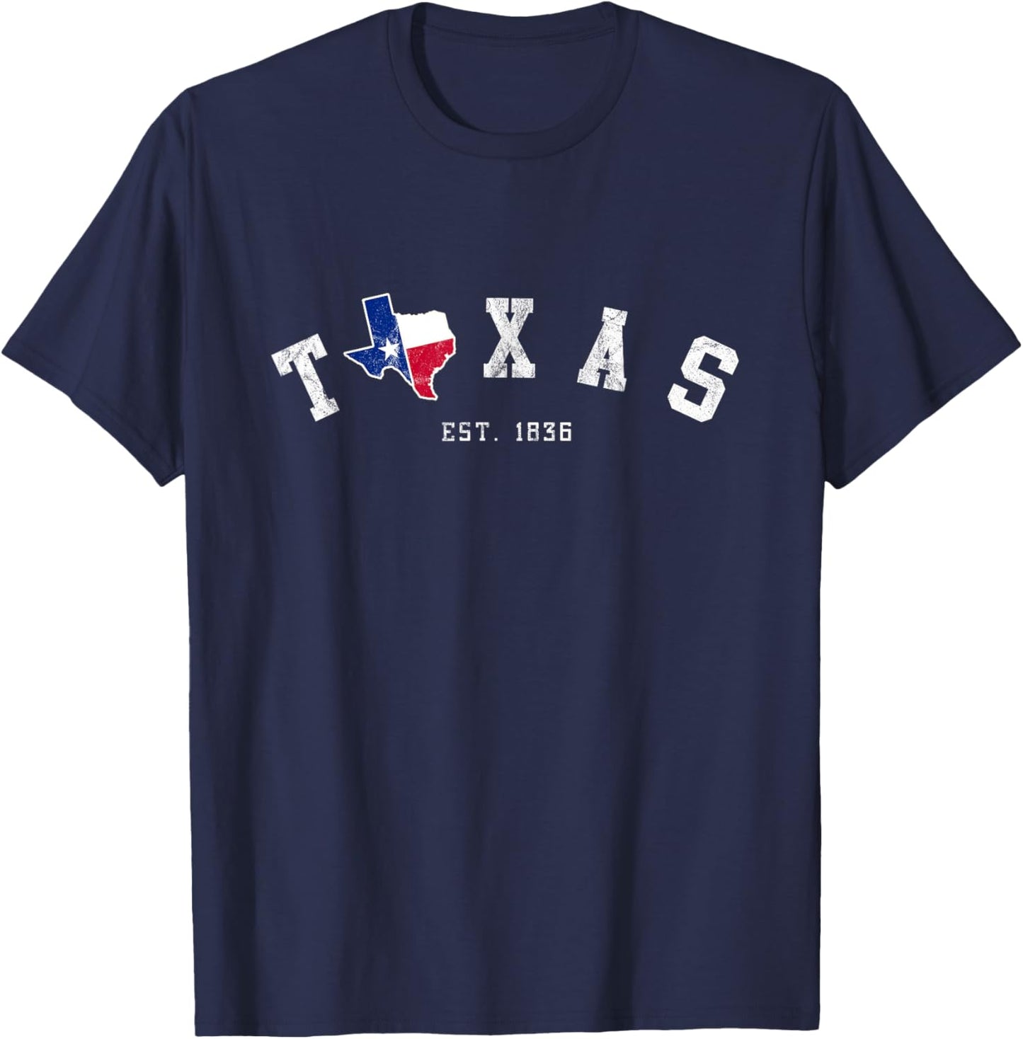 Texas T Shirt Vintage Texas State Est. 1836 With Texan Flag T-Shirt - T-Shirt | Navy