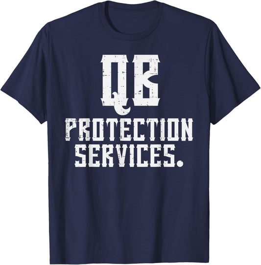 QB Protection Services Funny Quarterback Offensive Football T-Shirt - T-Shirt | Navy