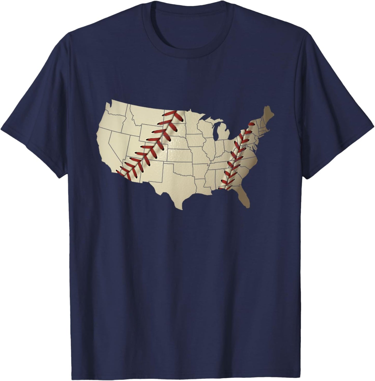 Vintage America BASEBALL Team US Country Ball Map Merica Fan T-Shirt - T-Shirt | Navy