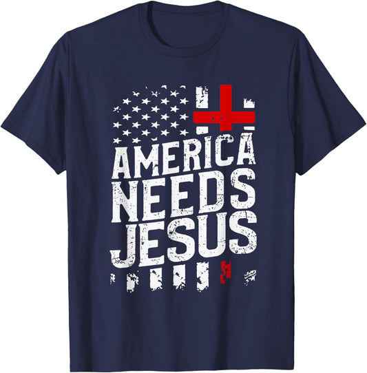 America Needs Jesus T-Shirt - T-Shirt | Navy