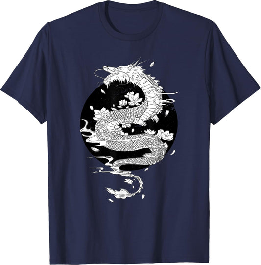 Japanese Dragon Japanese Flag Vintage Retro Japan T-Shirt - T-Shirt | Navy