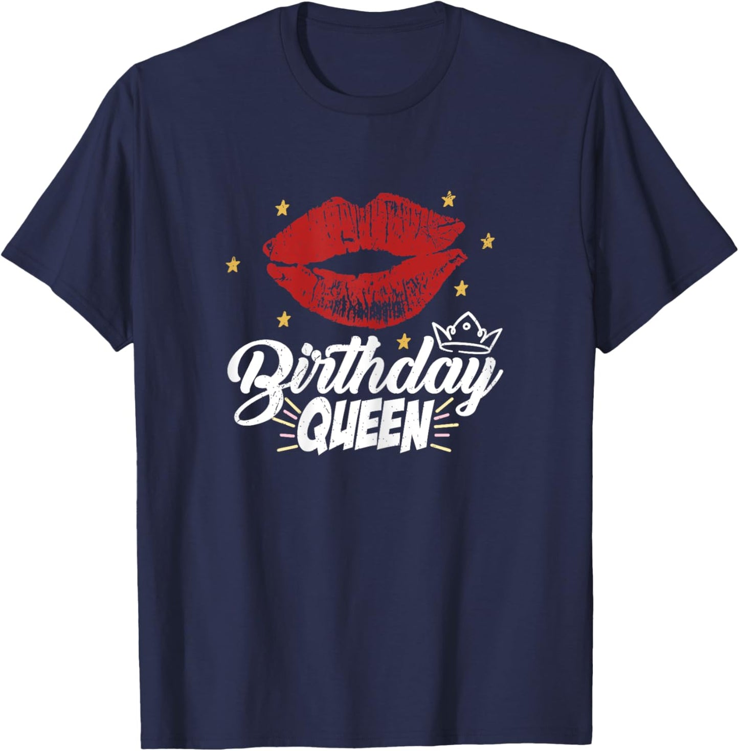 Birthday Queen Red Lipps T-Shirt - T-Shirt | Navy