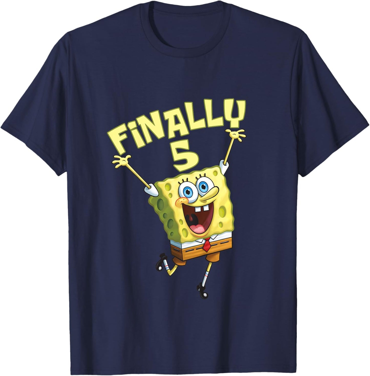 Mademark x SpongeBob SquarePants - Kids Original SpongeBob Square Pants - 5th Birthday. Finally 5. T-Shirt - T-Shirt | Navy