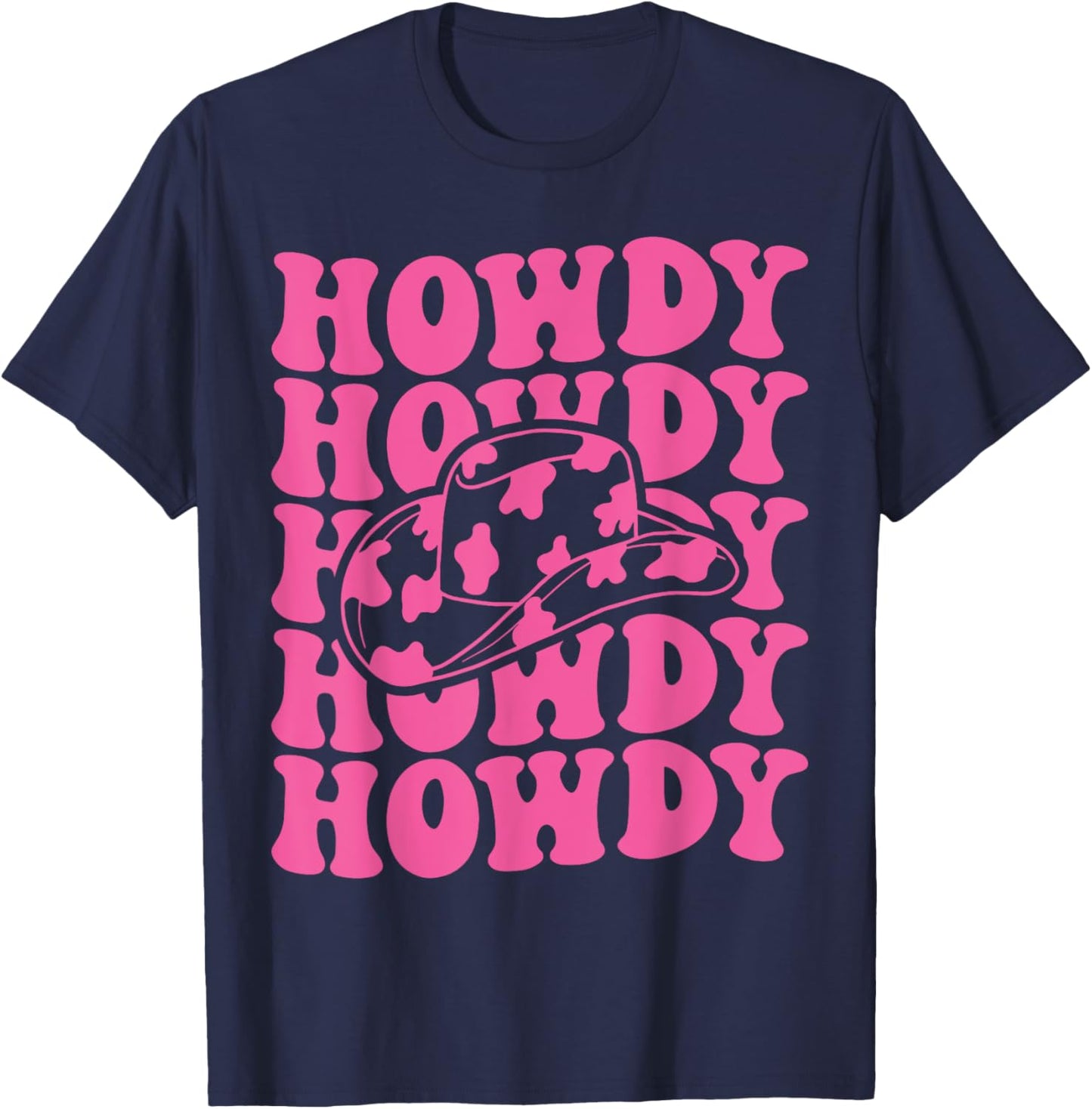Rodeo White Howdy Western Retro Cowboy Hat Southern Cowgirl T-Shirt - T-Shirt | Navy