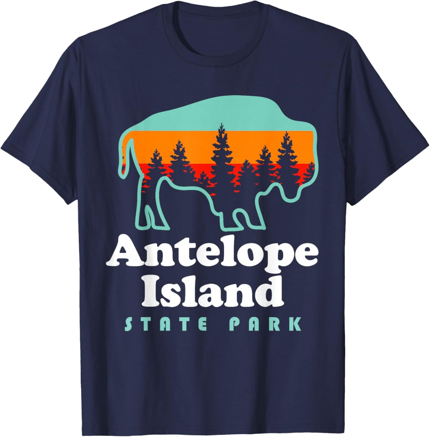 Antelope Island State Park Bison Great Salt Lake Utah T-Shirt - T-Shirt | Navy