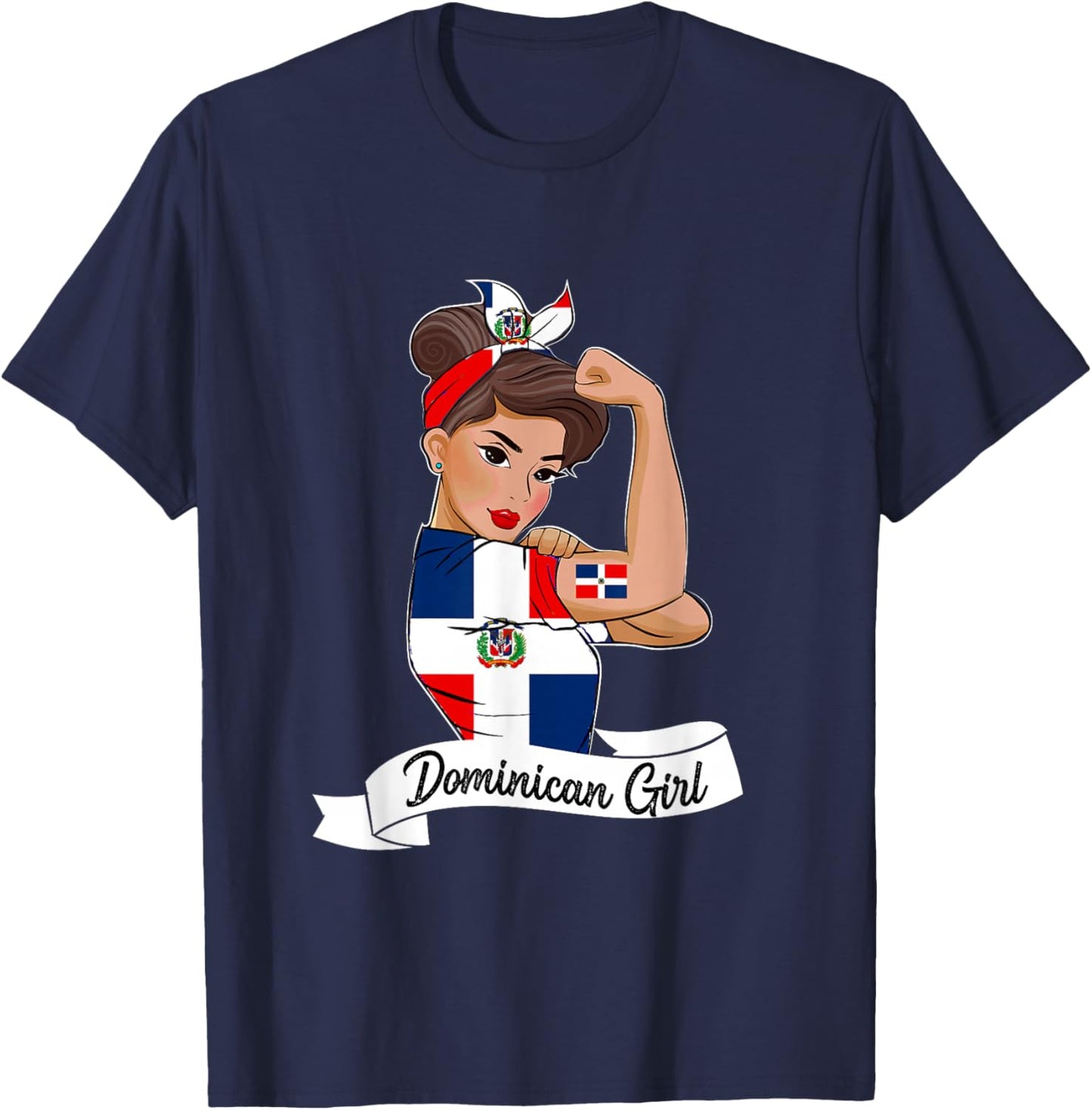 Dominicana Girl Flag RD Dominican Republic Women Pride T-Shirt - T-Shirt | Navy