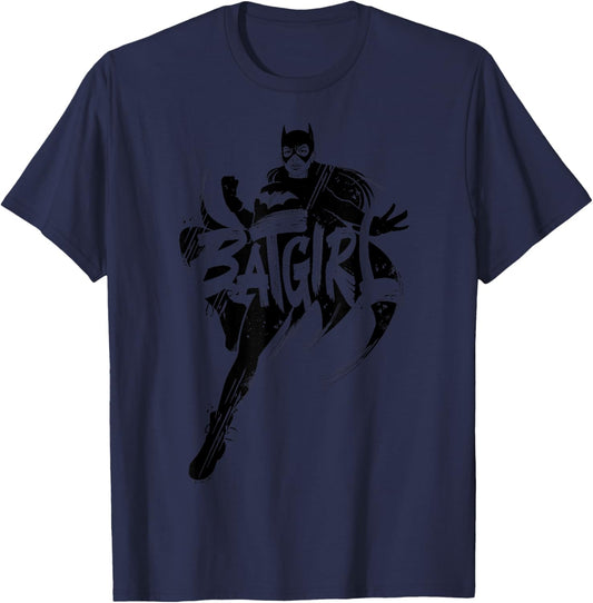 DC Comics Batman Batgirl Text Silhouette T-Shirt - T-Shirt | Navy