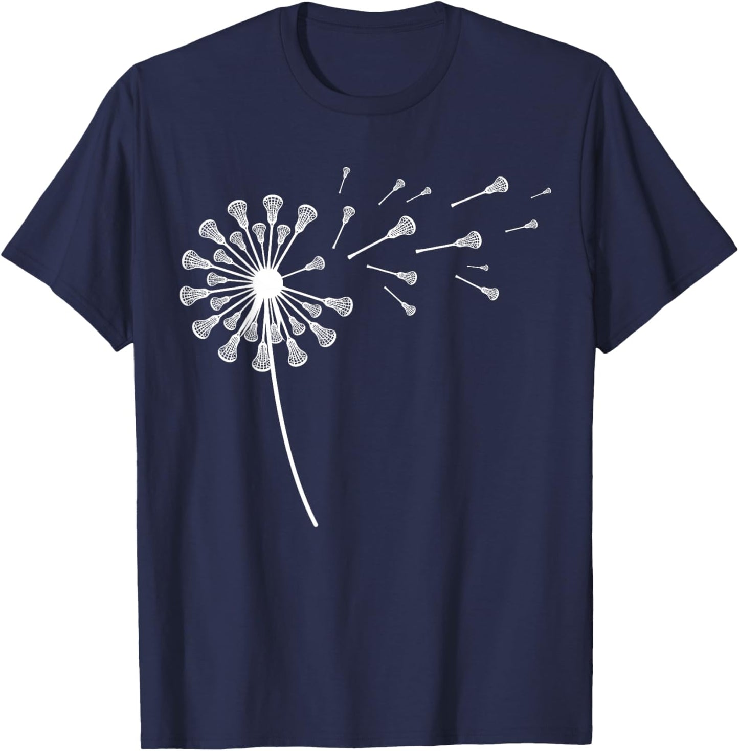 Dandelion Lacrosse Stick LAX Clothes Girls Lacrosse T-Shirt - T-Shirt | Navy