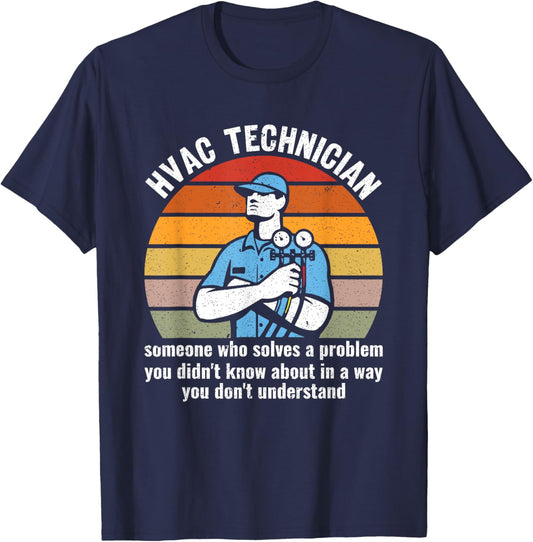 Funny HVAC Technician Definition HVAC Tech T-Shirt - T-Shirt | Navy