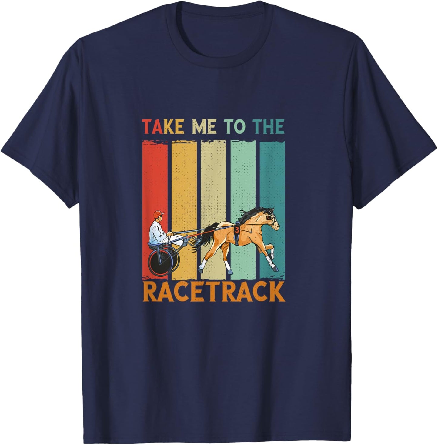 Retro Take Me To Track Trotter Equitation Harness Racing T-Shirt - T-Shirt | Navy