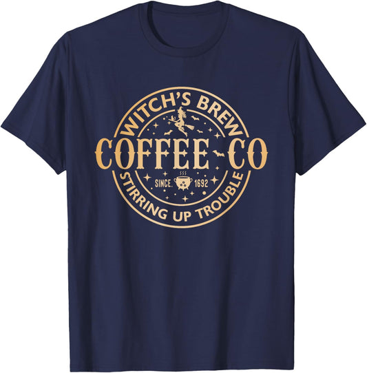 Witches Brew Coffee Co Halloween Witch Coffee Lovers T-Shirt - T-Shirt | Navy