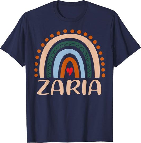 Zaria Name Personalized Funny Women Rainbow Zaria T-Shirt - T-Shirt | Navy