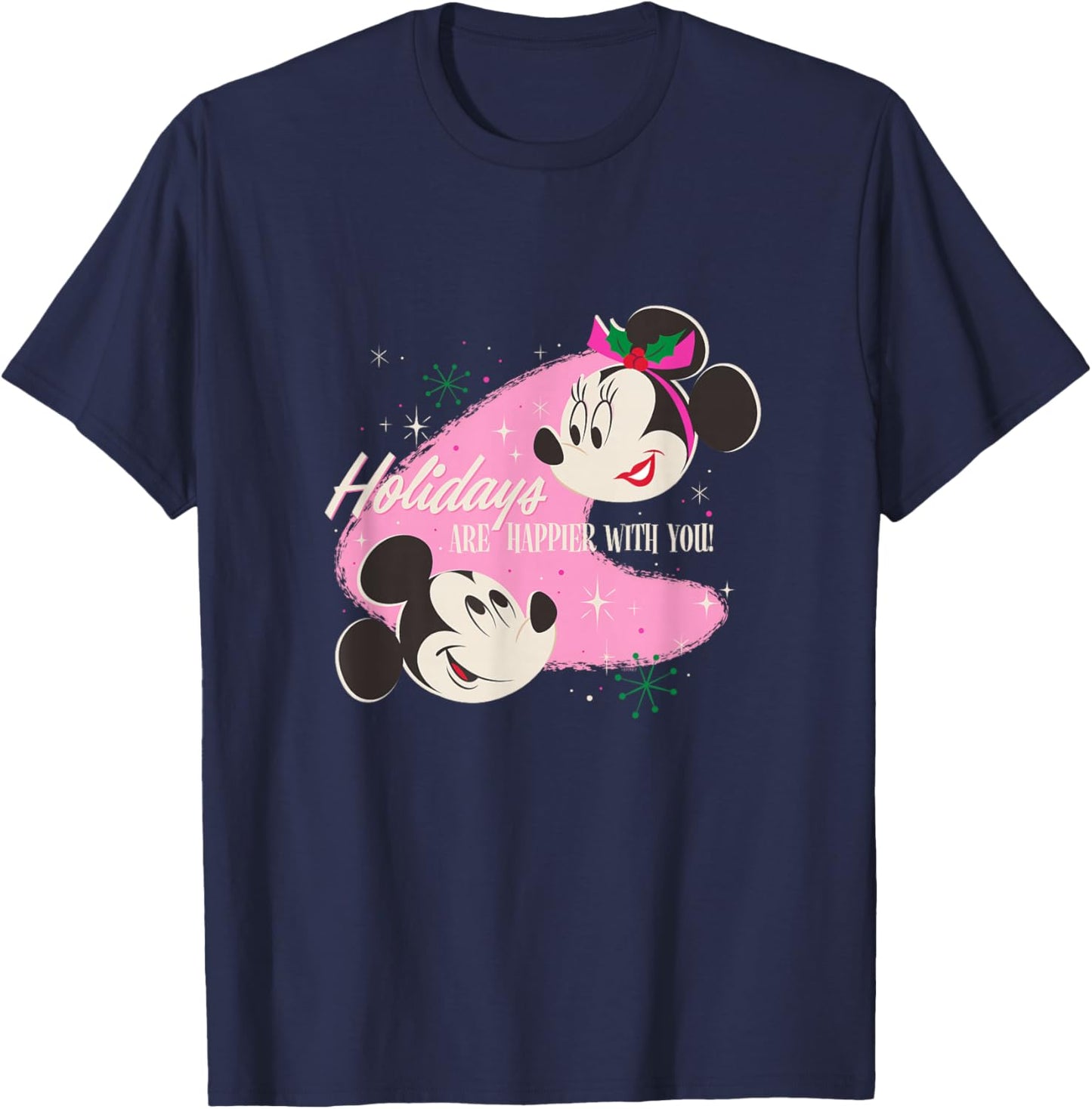 Disney Mickey & Minnie Mouse Holidays are Happier With You T-Shirt - T-Shirt | Navy