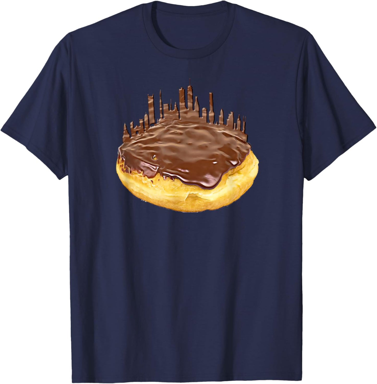 Funny Boston Cream Donut Skyline a Bawston Townie T-Shirt - T-Shirt | Navy